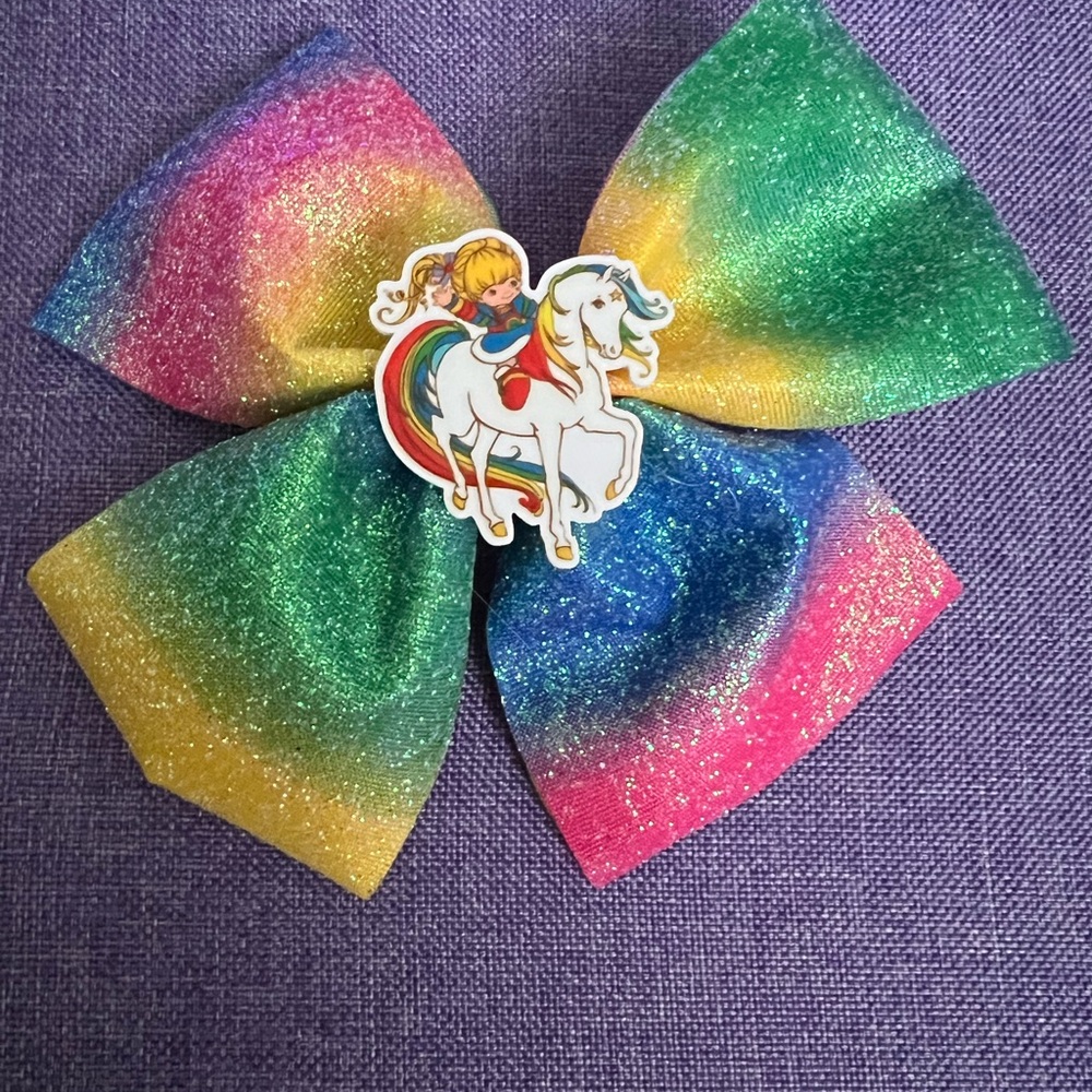 🎀 Rainbow Brite Cartoon Hair Bow Barrette Clip 🎀 6” - Picture 4 of 6